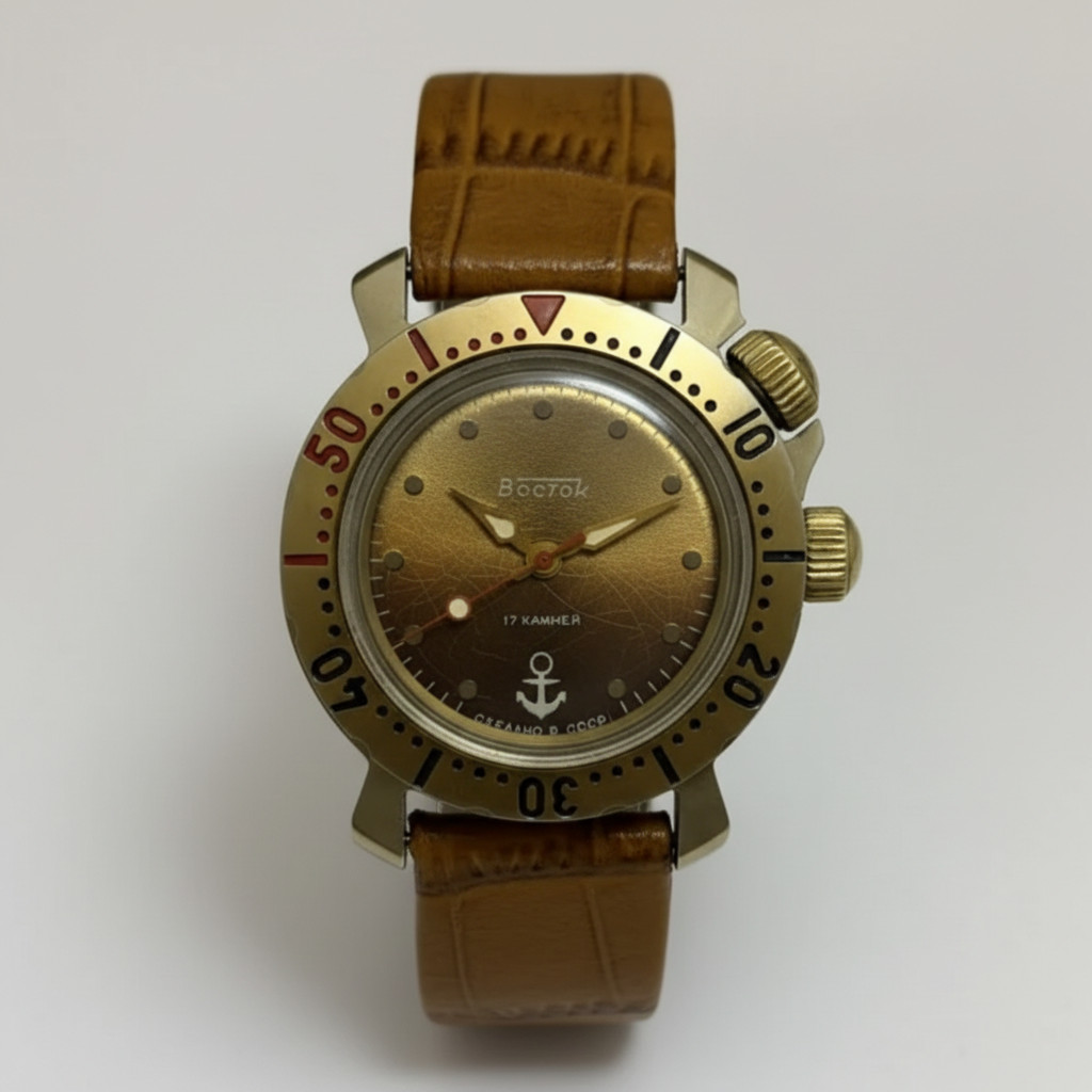 Vintage Vostok Komandirskie USSR Mechanical Watch Rare Naval Anchor Dial Gold To