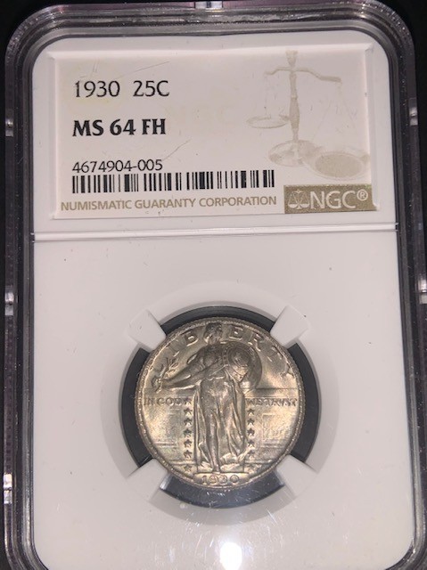 1930 Standing Liberty Quarter Dollar Full Head NGC MS 64 FH with Dramatic Look