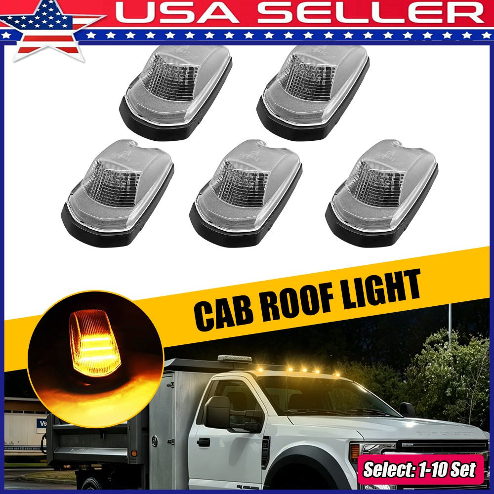 1-10xClear Amber LED Cab Roof Marker Lights For 2017-2022 Ford Super Duty Pickup