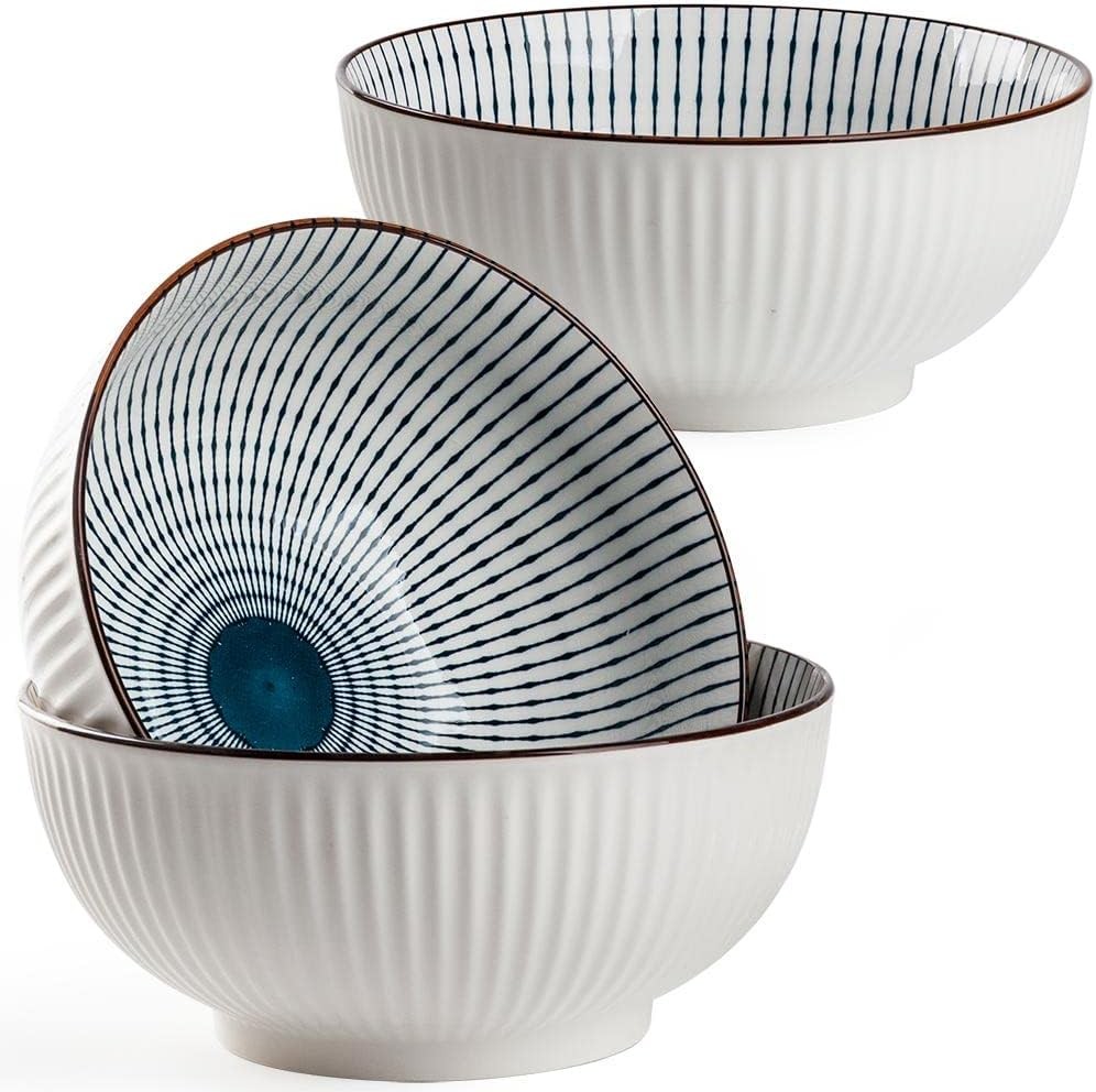60-ounce large soup bowl, 3-piece set of large porcelain bowls, 8 inches, 60-ounce large soup bowl, 3-piece set of large porcelain bowls, 8 inches,