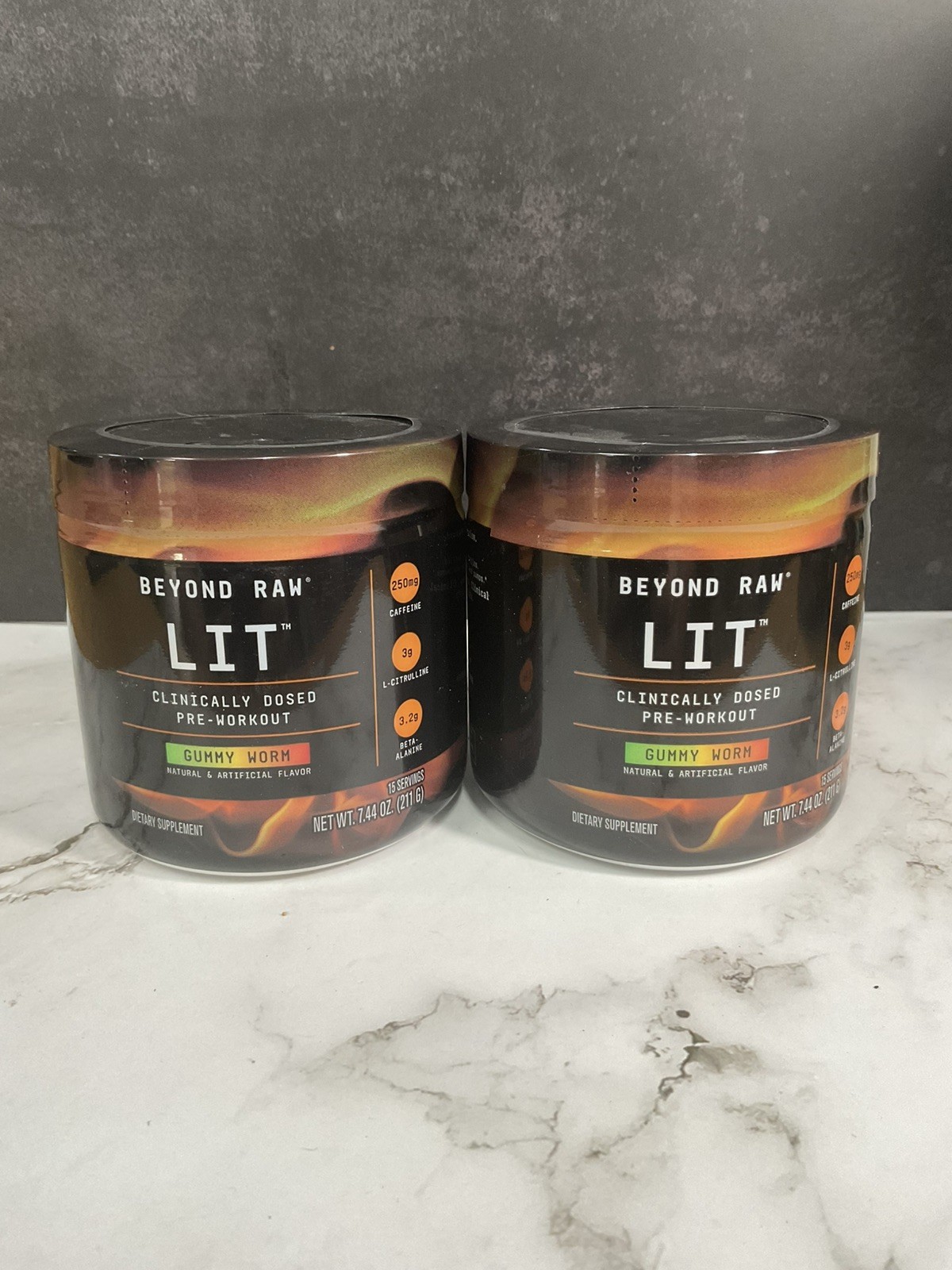 2x Beyond Raw LIT Dosed Pre-Workout gummy worm
