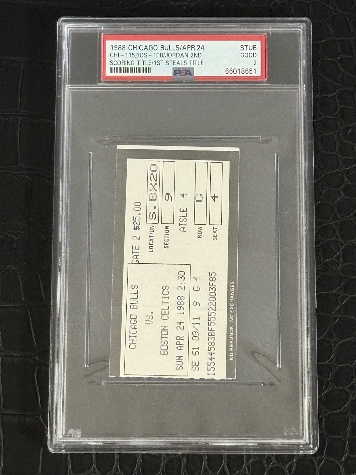 1988 Bulls ticket Jordan’s Greatest Season 2nd SCORING/1st STEALS TITLE POP 3