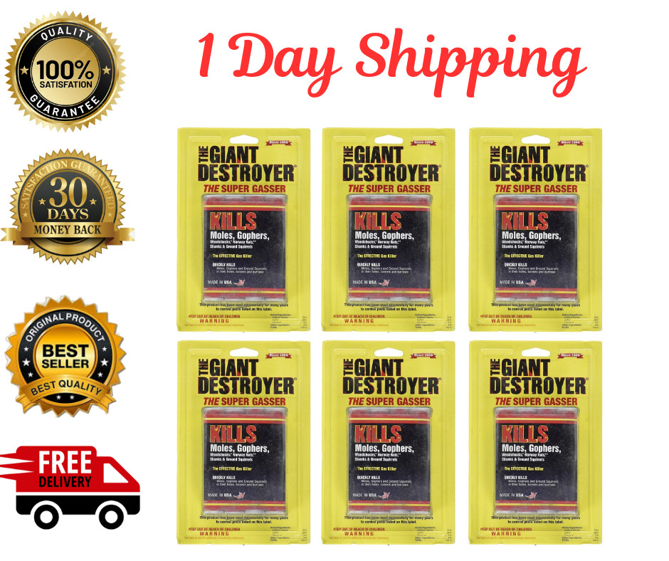 Giant Destroyer Bomb 4 Bombs Per Pack Gophers Moles Rats Yards Garden Lawn 6 Pk