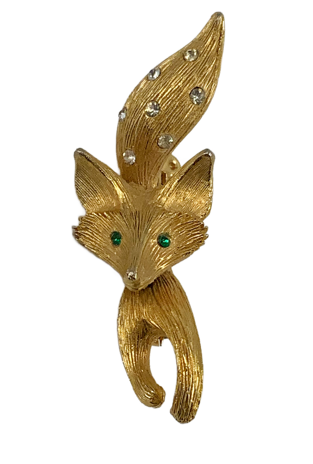 VINTAGE J.J. Jonette jewelry co. Trembler Fox brooch gold