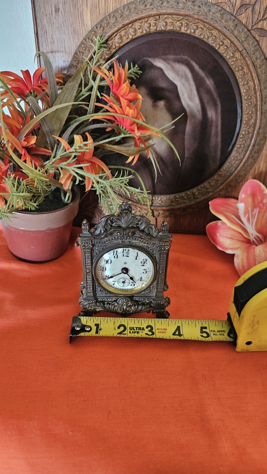 Antique Ansonia Mantel Shelf Clock USA Made Brass Metal Case  Working