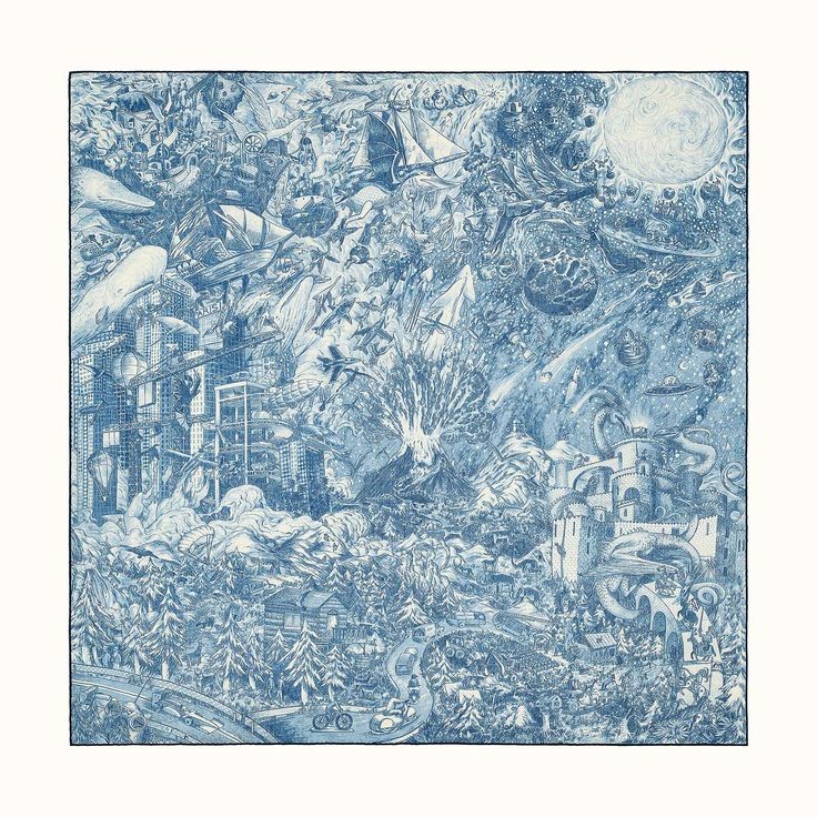 Rare Hermès Nothing But A Dreamer 100cm Scarf  Blanc / Méditerranée / Marine 