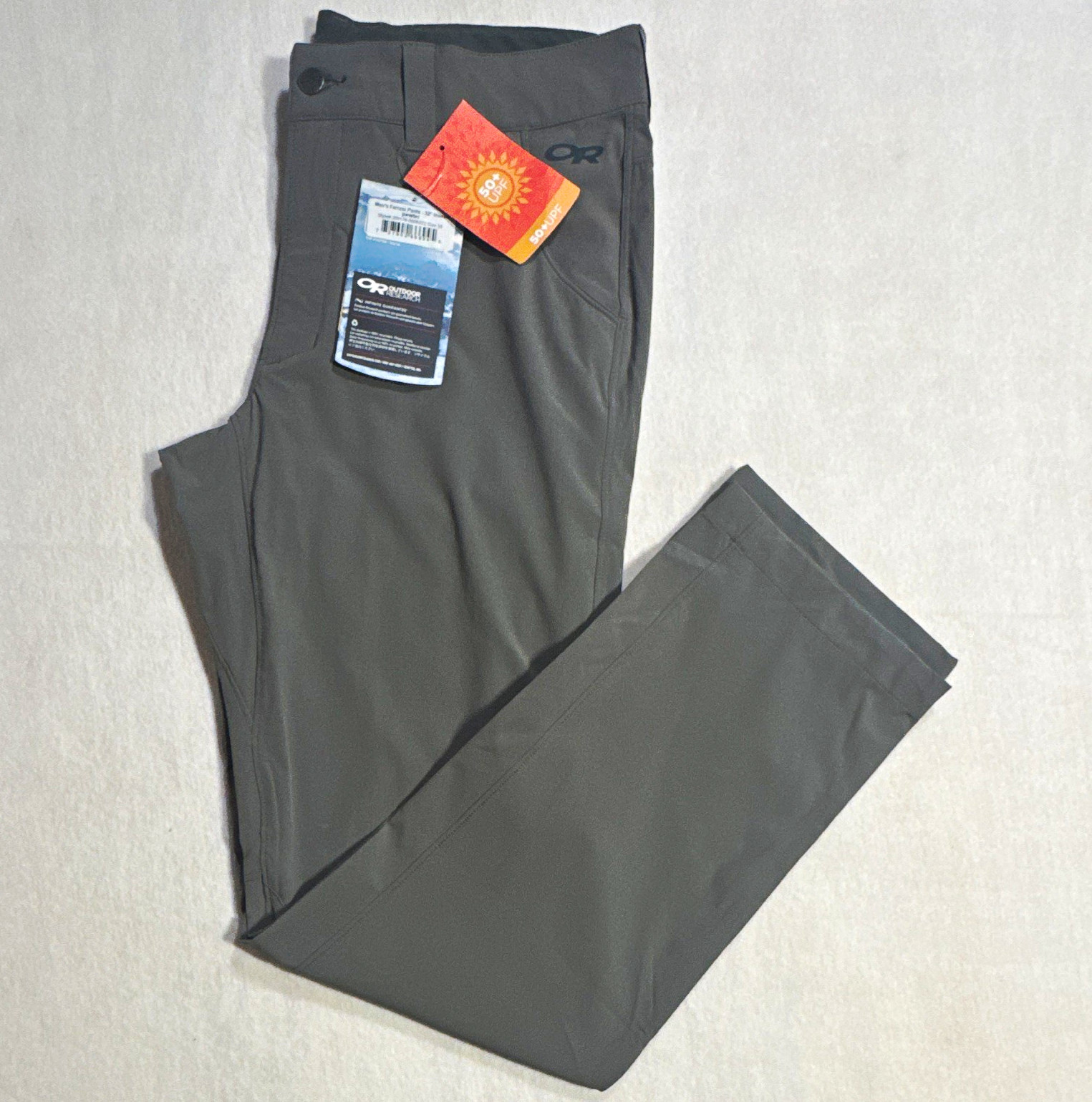 Outdoor Research Men\'s Pewter Cargo Pants 33W Stretch UPF 50+ Pockets
