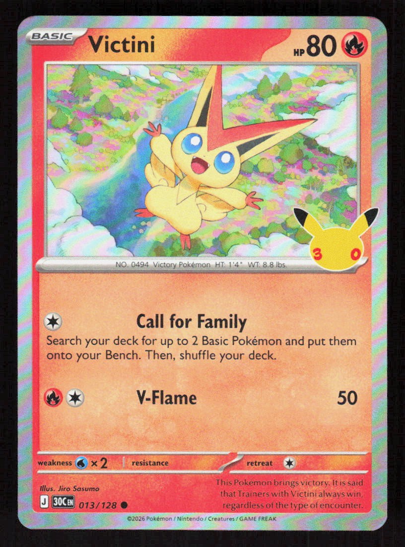 Pokemon Victini 013/128 Holo Common ME: 30th Celebration (NM)