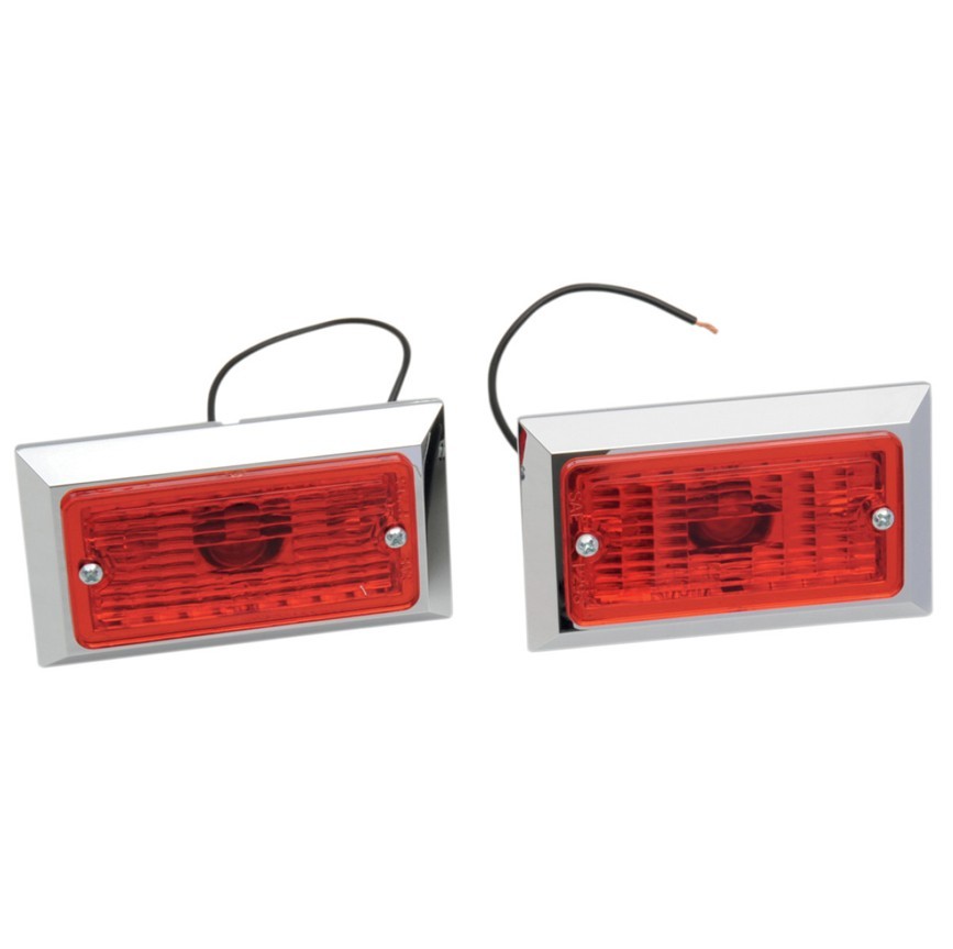 Peterson Red Rectangular Clearance Side Marker Light with Chrome ABS Housing 2 P
