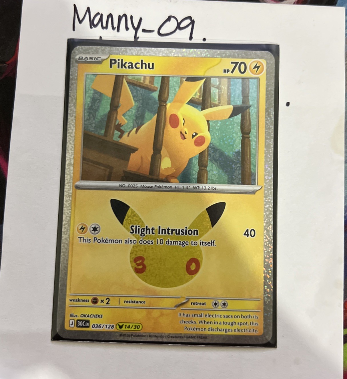 Pikachu 36/128 - Pokemon 30th Anniversary - Special Holo NM