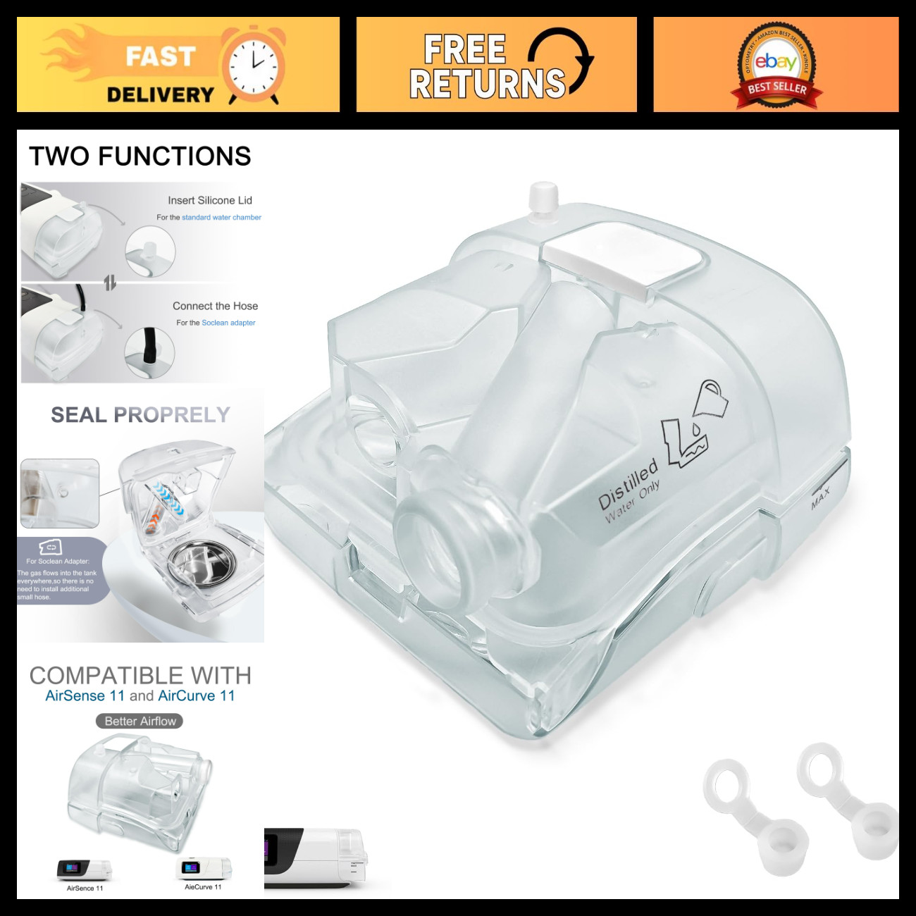 Water Chamber Adapter for AirSense 11 & AirCurve 11, Compatible with SoClean Tub