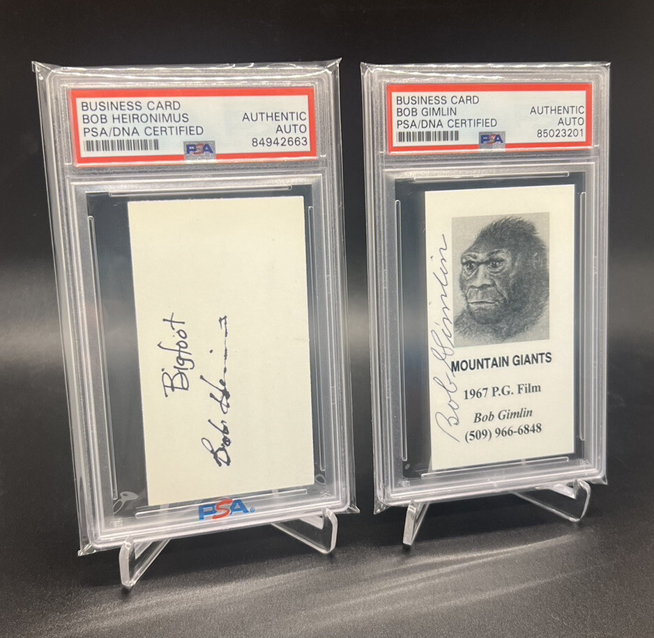 Bob Gimlin + Bob Heironimus PSA/DNA Authenticated Autograph Signed Business Card Bob Gimlin + Bob Heironimus PSA/DNA Authenticated Autograph Signed Business Card