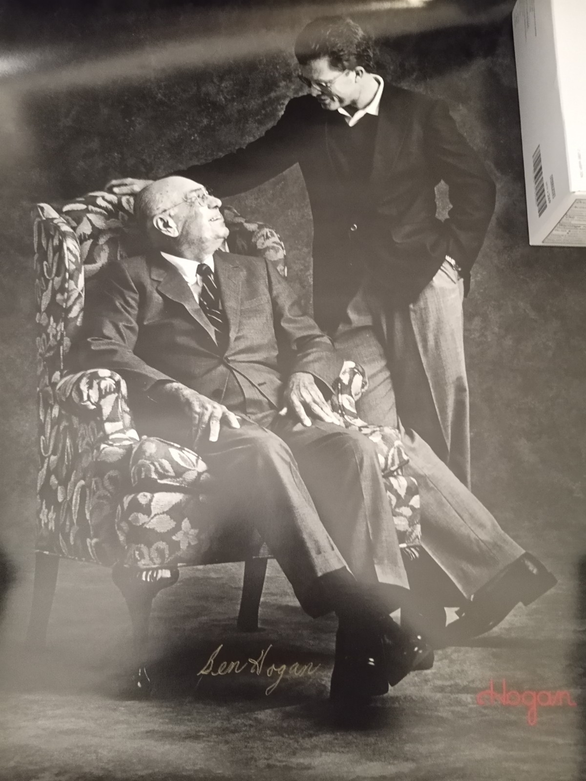 Signed By The legendary golfer Ben Hogan Seen With Tom Kite Rare Photo 