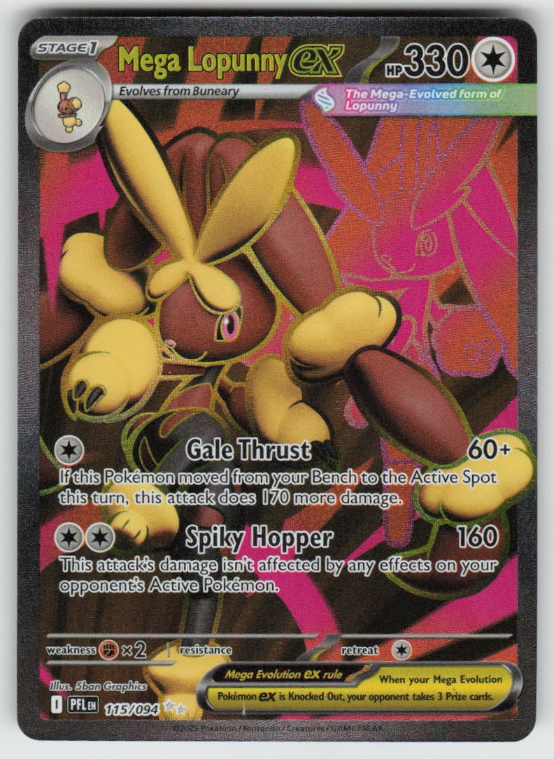 Mega Lopunny ex 115/094 Ultra Rare Phantasmal Flames Pokemon Holo Near Mint
