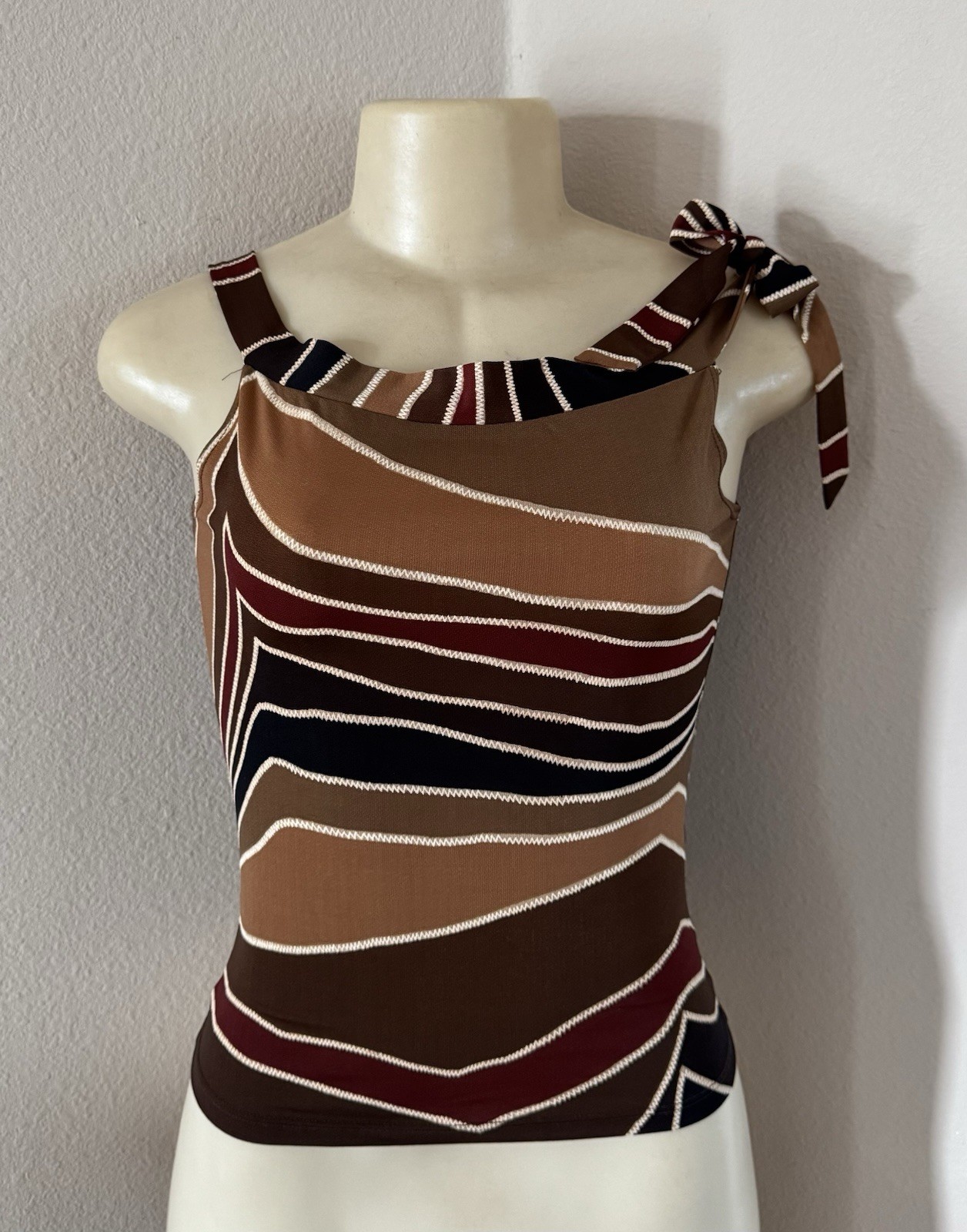 Vintage Y2K Forever Brown Tone Abstract Print Women’s Junior Top Size Small