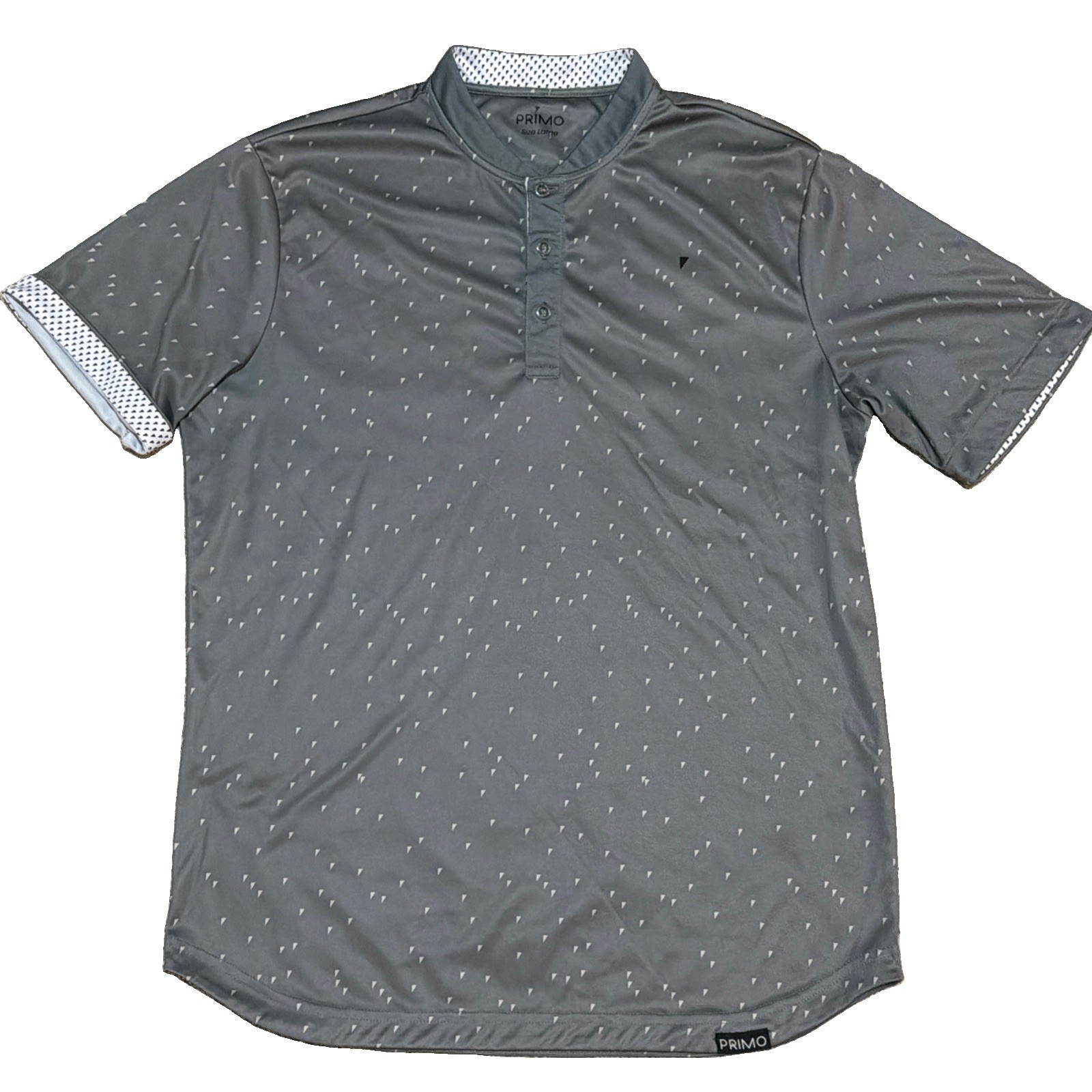 Primo Men’s Large Gray Performance Golf Polo Stretch Primo AOP Stretch Comfort