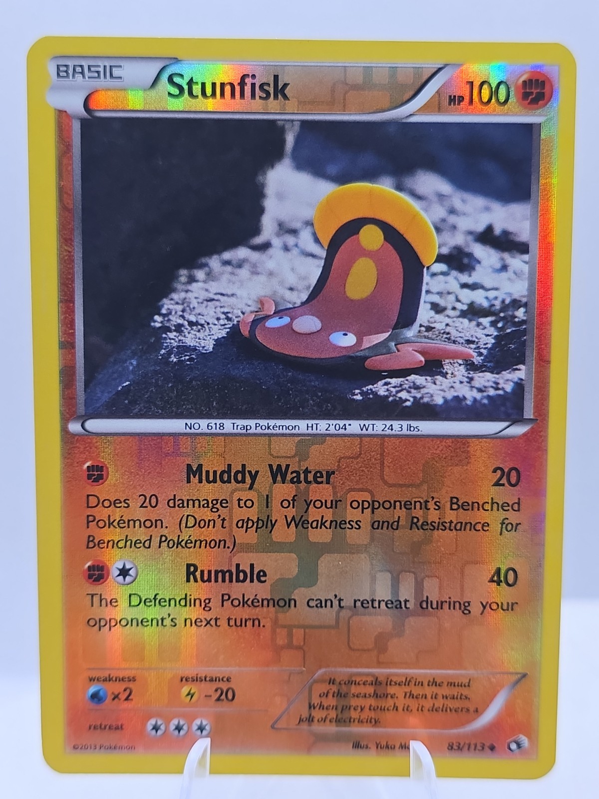 Pokemon Stunfisk 83/113 Reverse Holo Black & White Legendary Treasures NM Pokemon Stunfisk 83/113 Reverse Holo Black & White Legendary Treasures NM