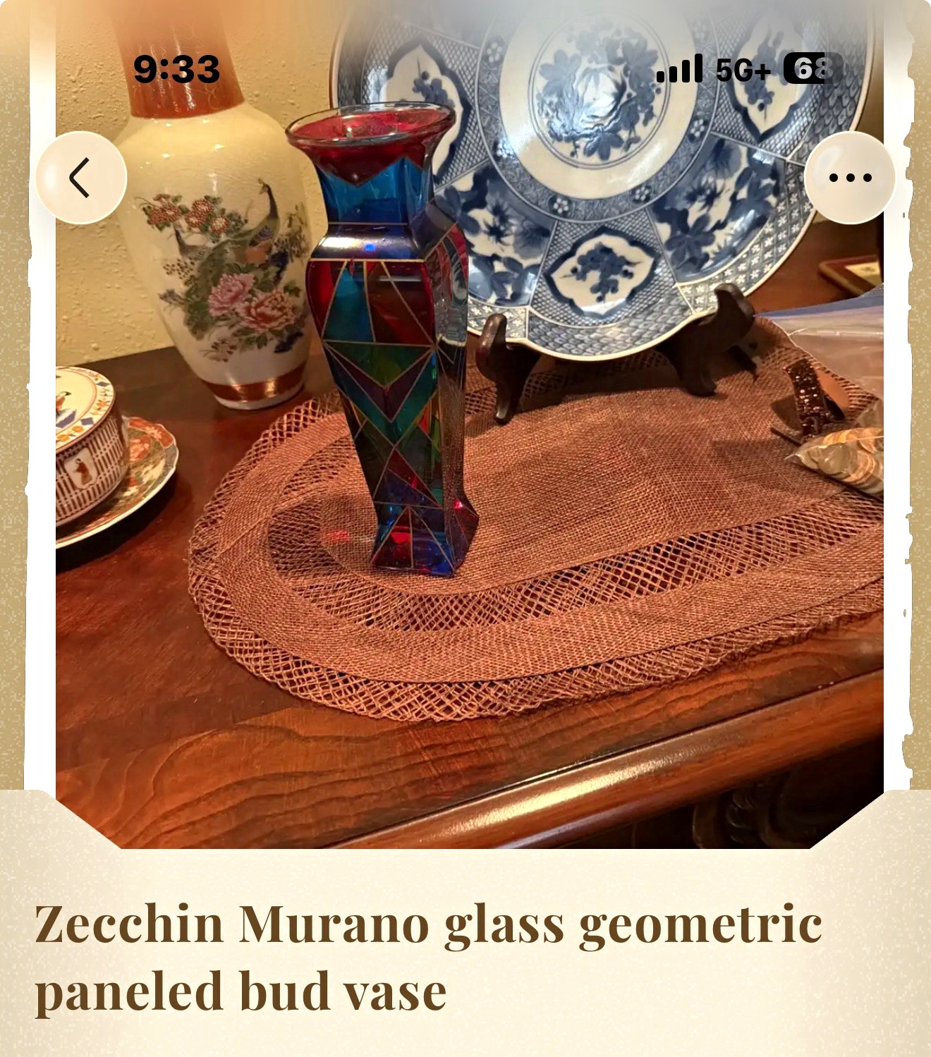 Zucchini Murano Art Glass Geometric Panelled Bud Vase Multicolor Murano Glass Zucchini Murano Art Glass Geometric Panelled Bud Vase Multicolor Murano Glass