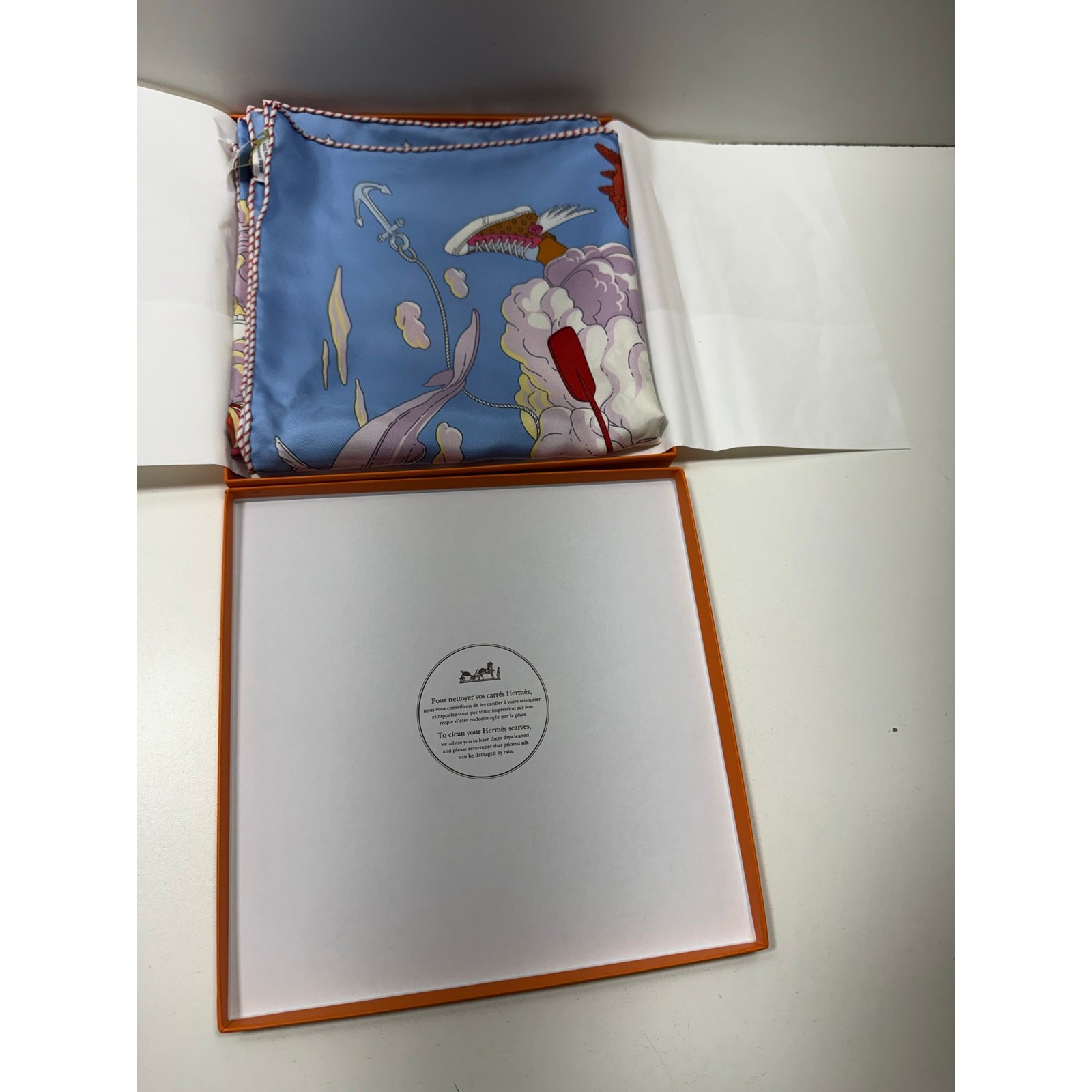 Hermes Luxury Silk Twill Scarf Sur Mon Nuage Designer Paris in Box Old Money