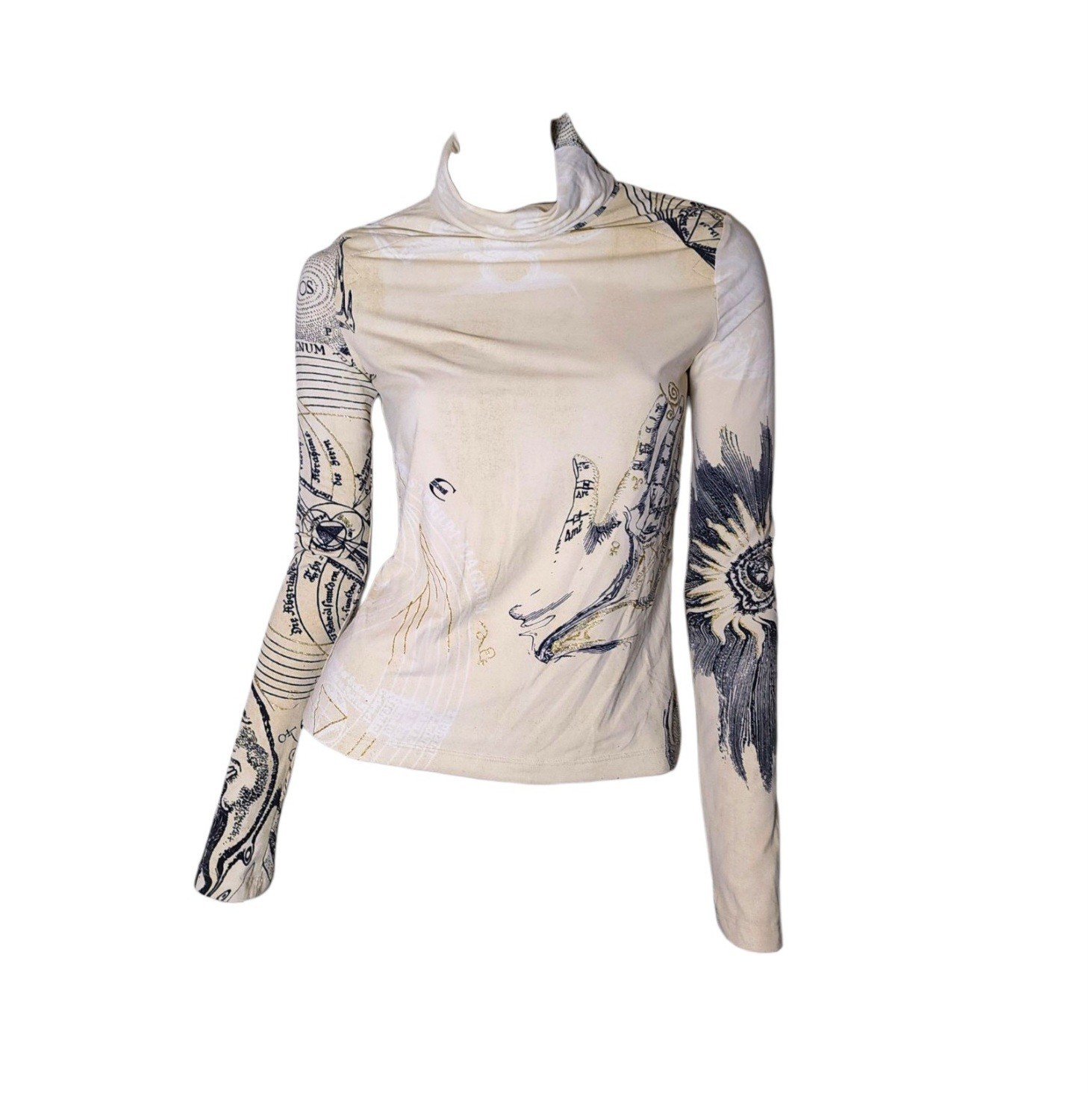 Vintage Y2k Roberto Cavalli 2003 Print Long Sleeve Top S