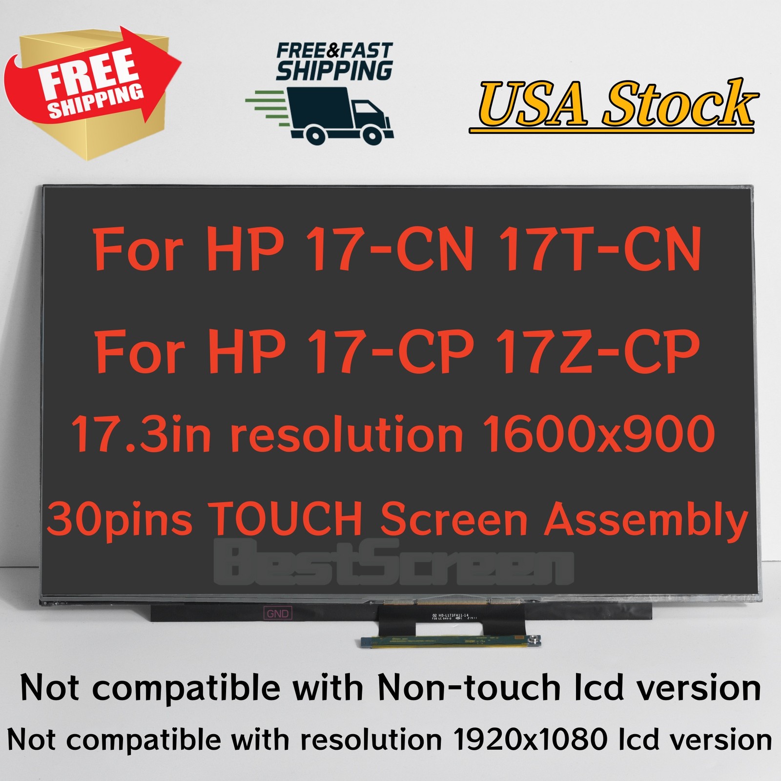 17.3'' For HP 17-CN 17-CN0XXX 17-CN2XXX 17-CN3XXX HD+ LCD Touch Screen Assembly