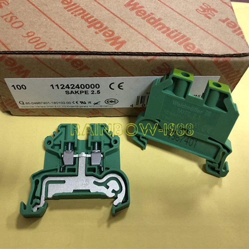 100PC/BOX FOR Weidmuller Grounding Terminal Block Weidmuller SAKPE2.5 1124240000