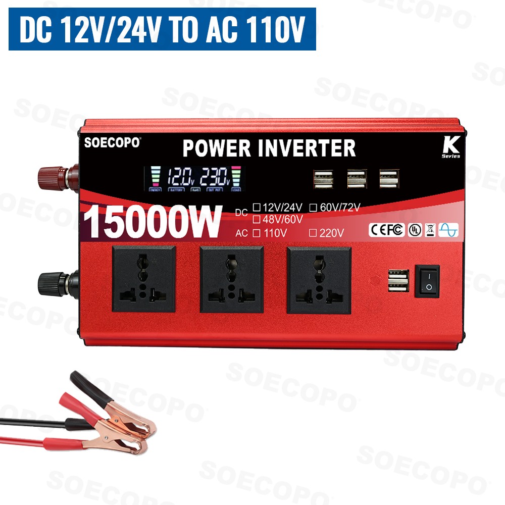 15000W All-in-One Power Inverter DC 12V/24V/48V/60V/72V to AC  110V/220V