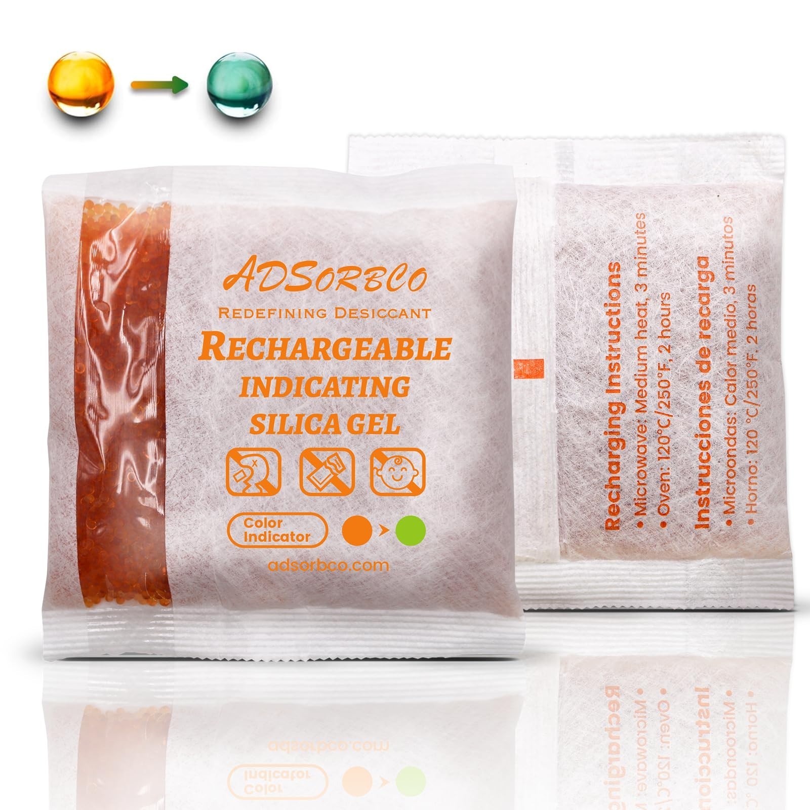 (200 Gram 2 Packages) Adsorbco Rechargeable Silica Gel Packets (200 Gram 2 Packages) Adsorbco Rechargeable Silica Gel Packets