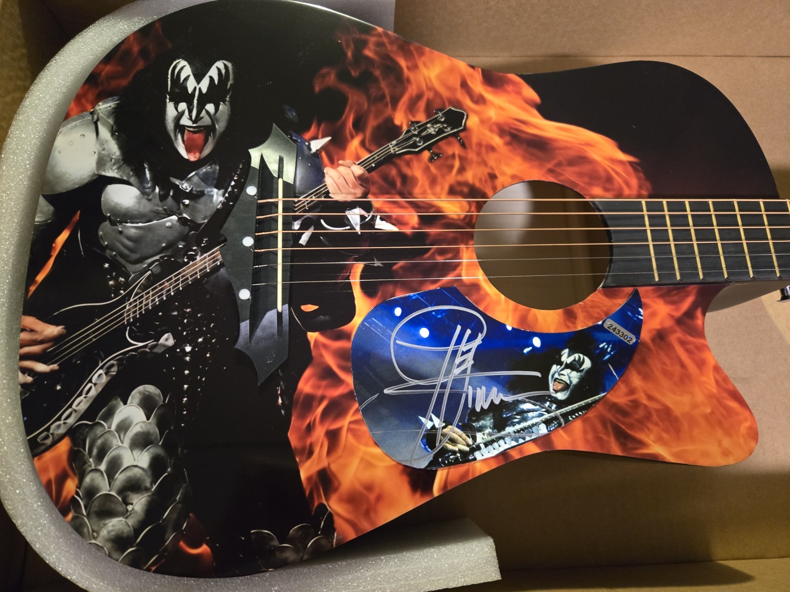 GENE SIMMONS SIGNED ACOUSTIC GUITAR AUTOGRAPHED COA KISS