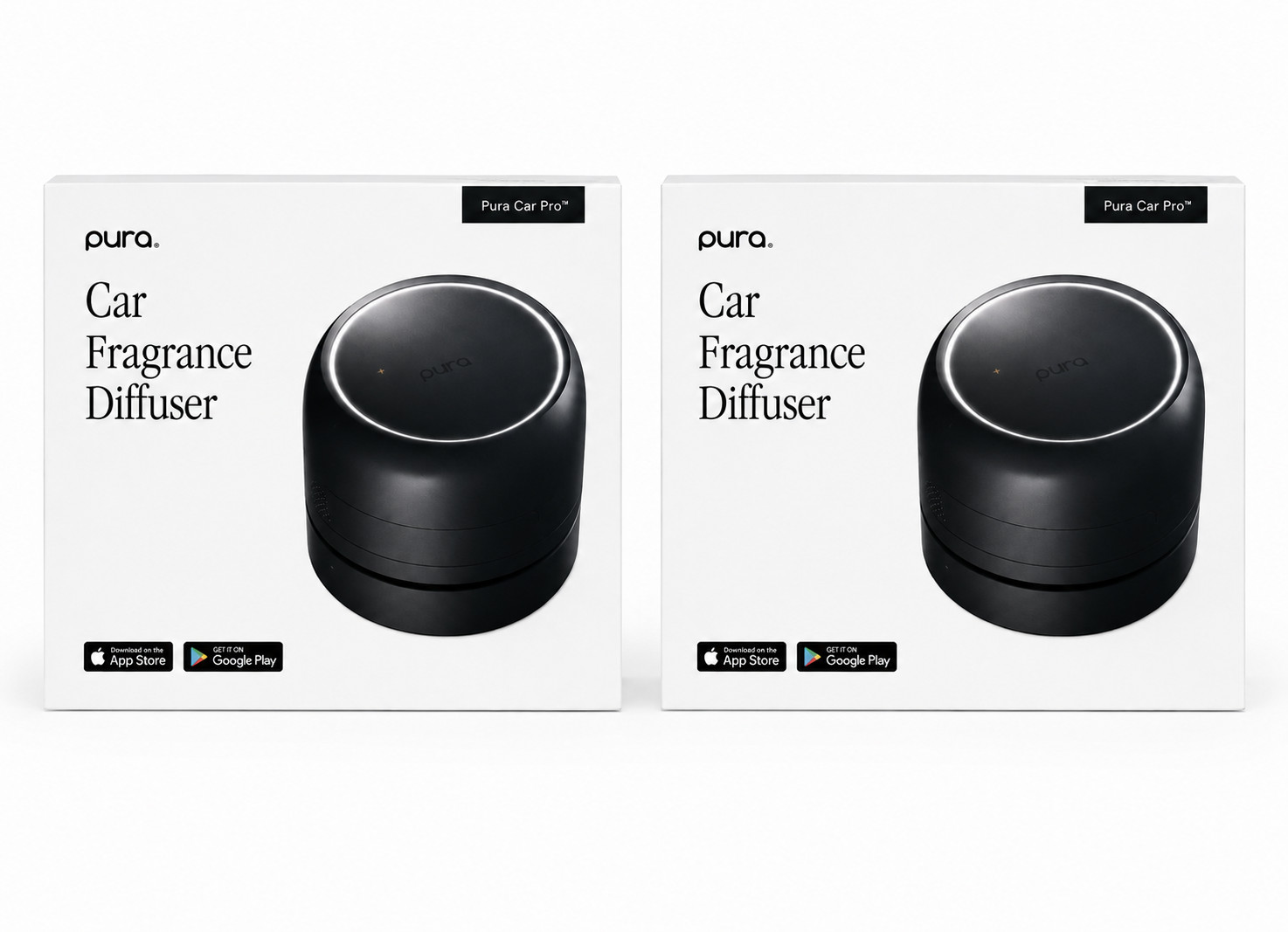 2 Pack Pura Car Pro Smart Car Fragrance Diffuser Black Bluetooth App NEW OB