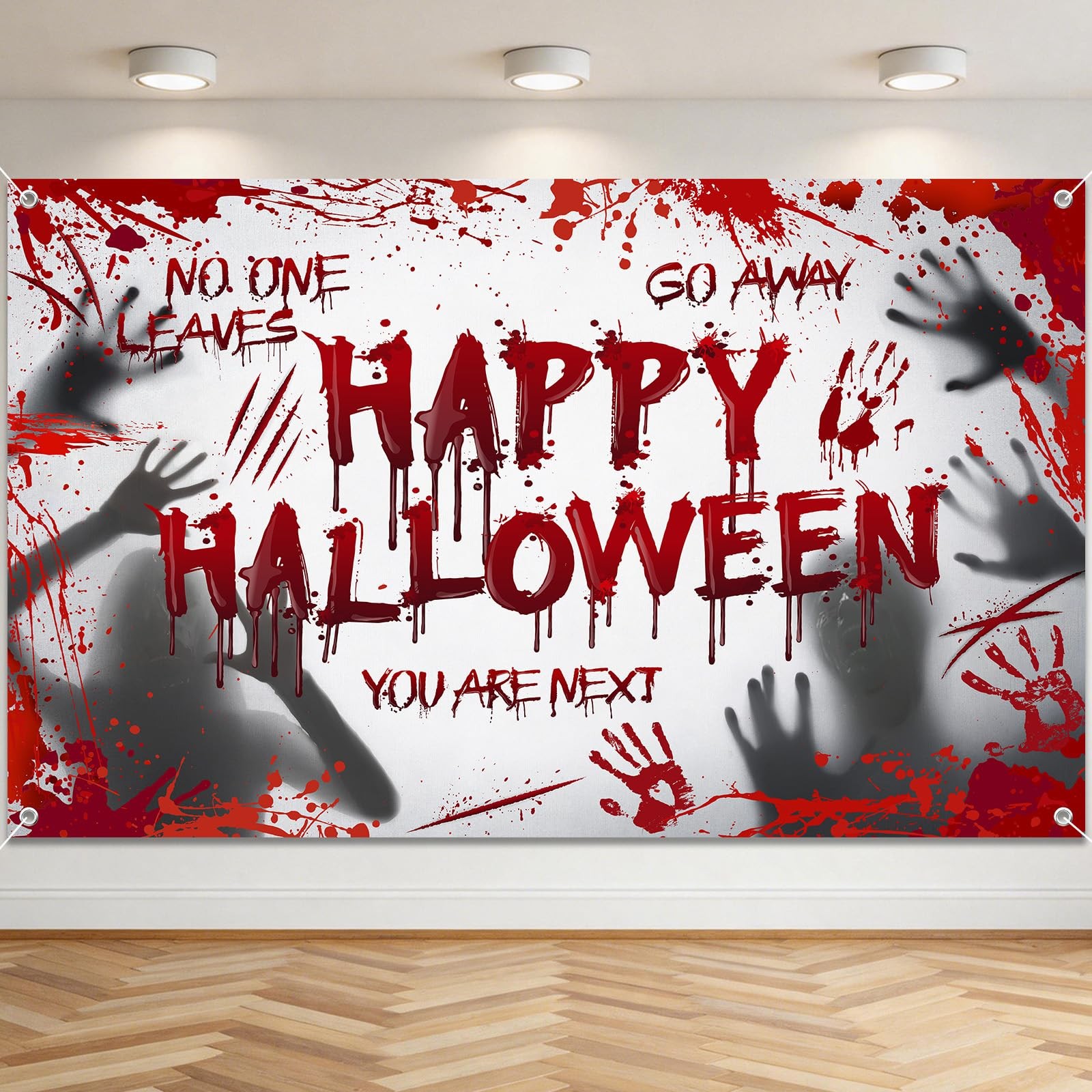 Avezano 6x3.6ft Happy Halloween Banner Blood Splatter Backdrop 6 x 3.6 ft, Red