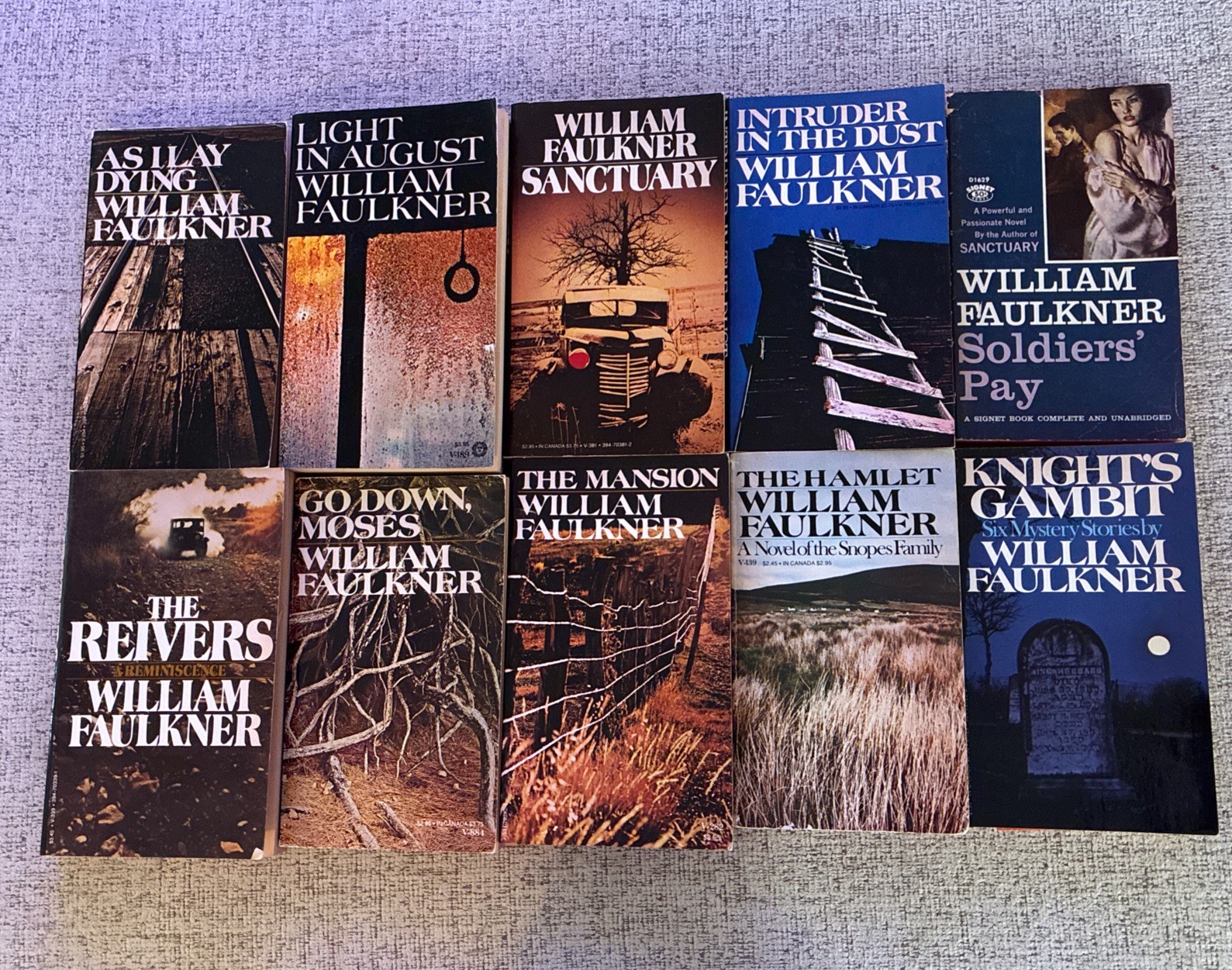 William Faulkner Lot Of 10 Vintage Books The Hamlet & Kings Gambit More