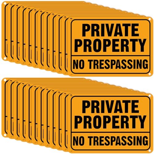 Yaocom 24 Pcs No Trespassing Signs 7\'\'x10\'\', Yellow, Black Yaocom 24 Pcs No Trespassing Signs 7\'\'x10\'\', Yellow, Black