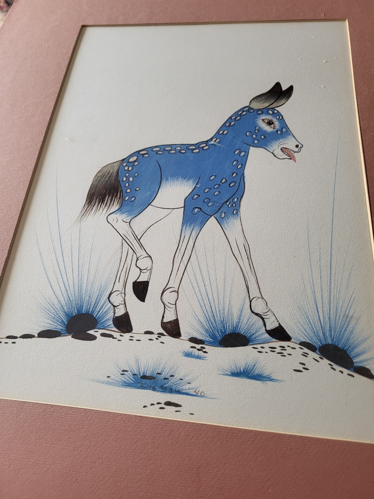 Woodrow Wilson (Woody) Broken Bow Kiowa Original Gouache Painting 1940 Signed Woodrow Wilson (Woody) Broken Bow Kiowa Original Gouache Painting 1940 Signed