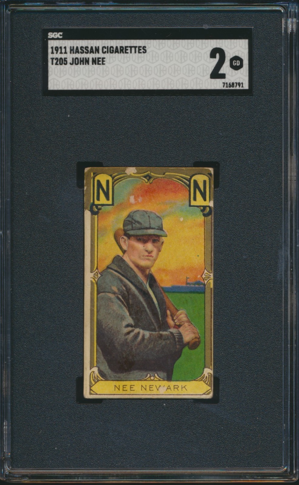 1911 T205 HASSAN GOLD BORDER JOHN NEE ML SGC 2 GOOD MINOR LEAGUE