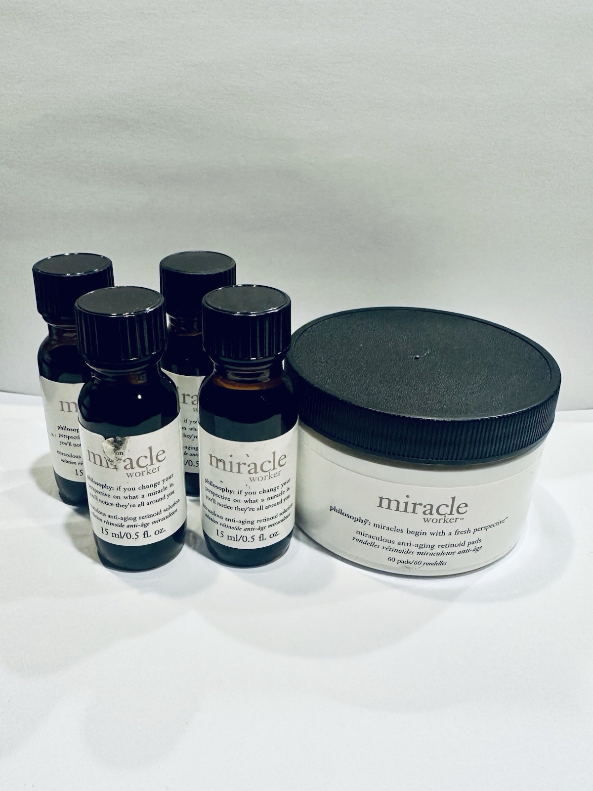 NEW PHILOSOPHY MIRACLE WORKER 2 OZ ANTI-AGING RETINOID SOLUTION 60 CT PADS *READ