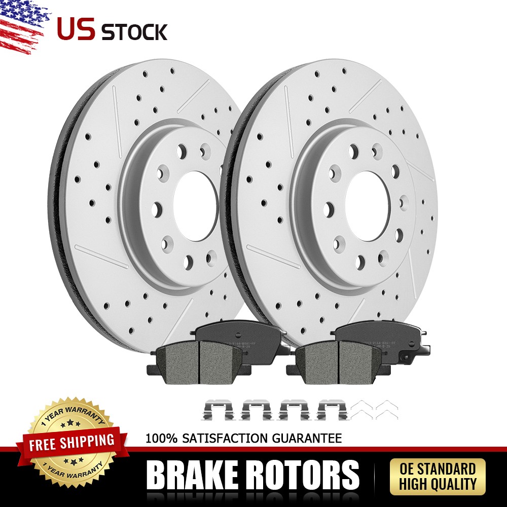 300mm Front Drilled Brake Rotors & Ceramic Pads Set for 2016-2020 Chevy Malibu