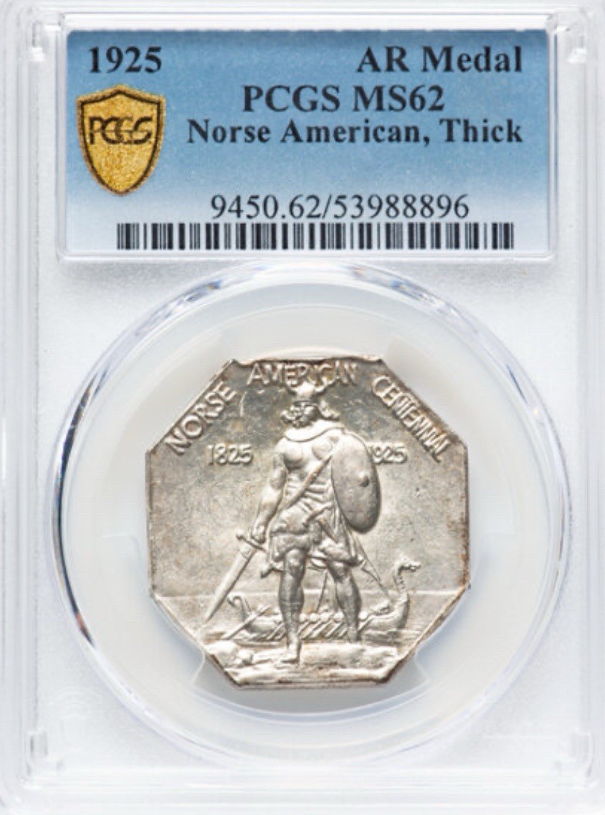 1925-Norse American Medal-THICK Example-PCGS MS 62-Desirable Commem-Nice Example