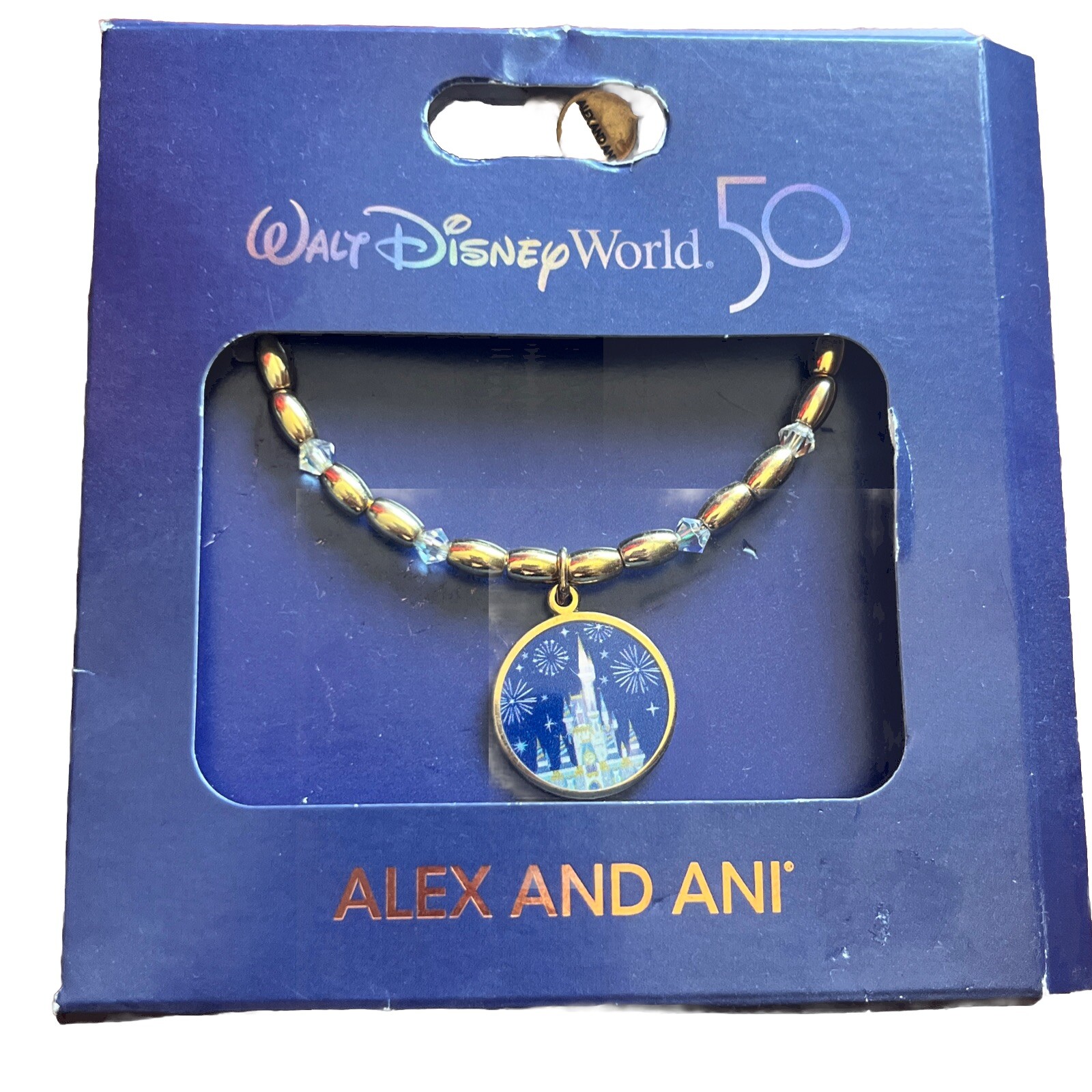 Walt Disney World 50th Anniversary Castle Goldtone Bracelet by Alex and Ani