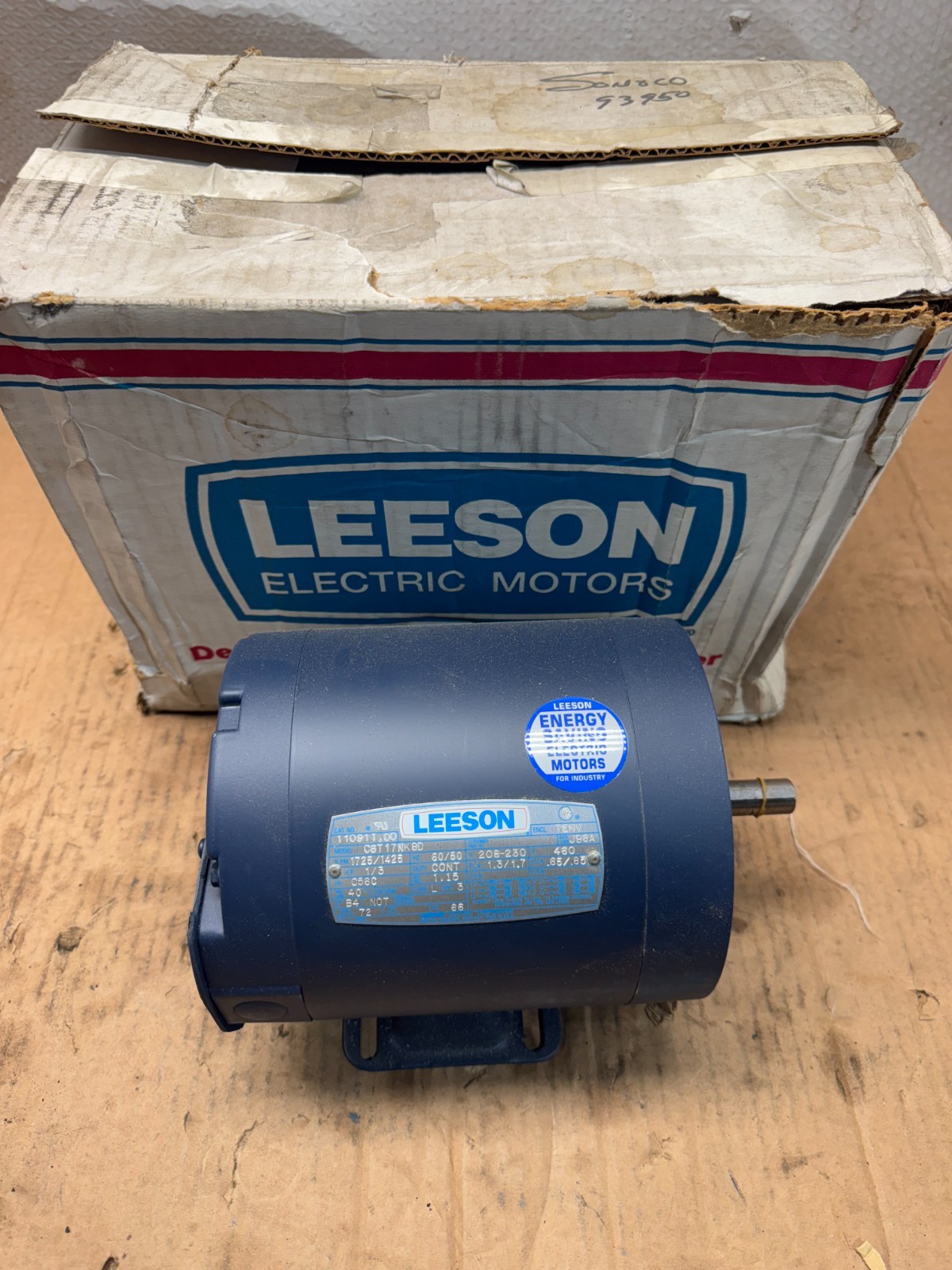 NEW LEESON 1/3HP 1725/1425RPM MOTOR 208-230V. C56C FRAME 110911.00 C6T17NK8D