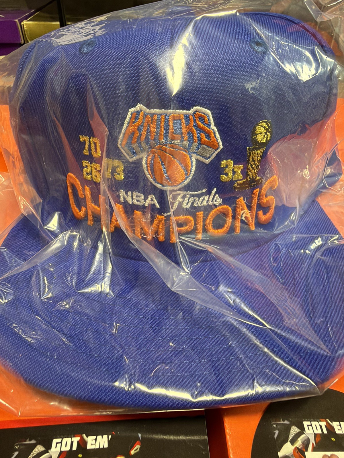 New York Knicks 3X NBA Champions Mitchell & Ness BLUE ONE SIZE Snapback Hat NEW