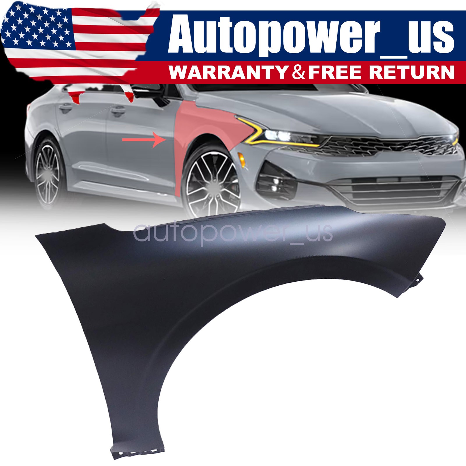 New Fender Front Passenger Right Fits For 2021 2022 2023 2024 Kia K5 Front Side