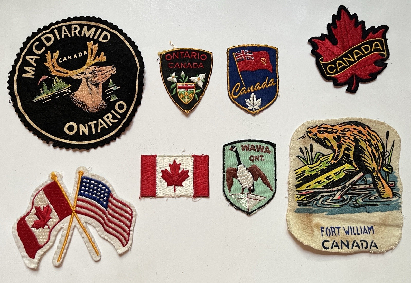 Vintage Canada Canadian Patch Lot Felt Macdiarmid Williams Bay Flag Ontario