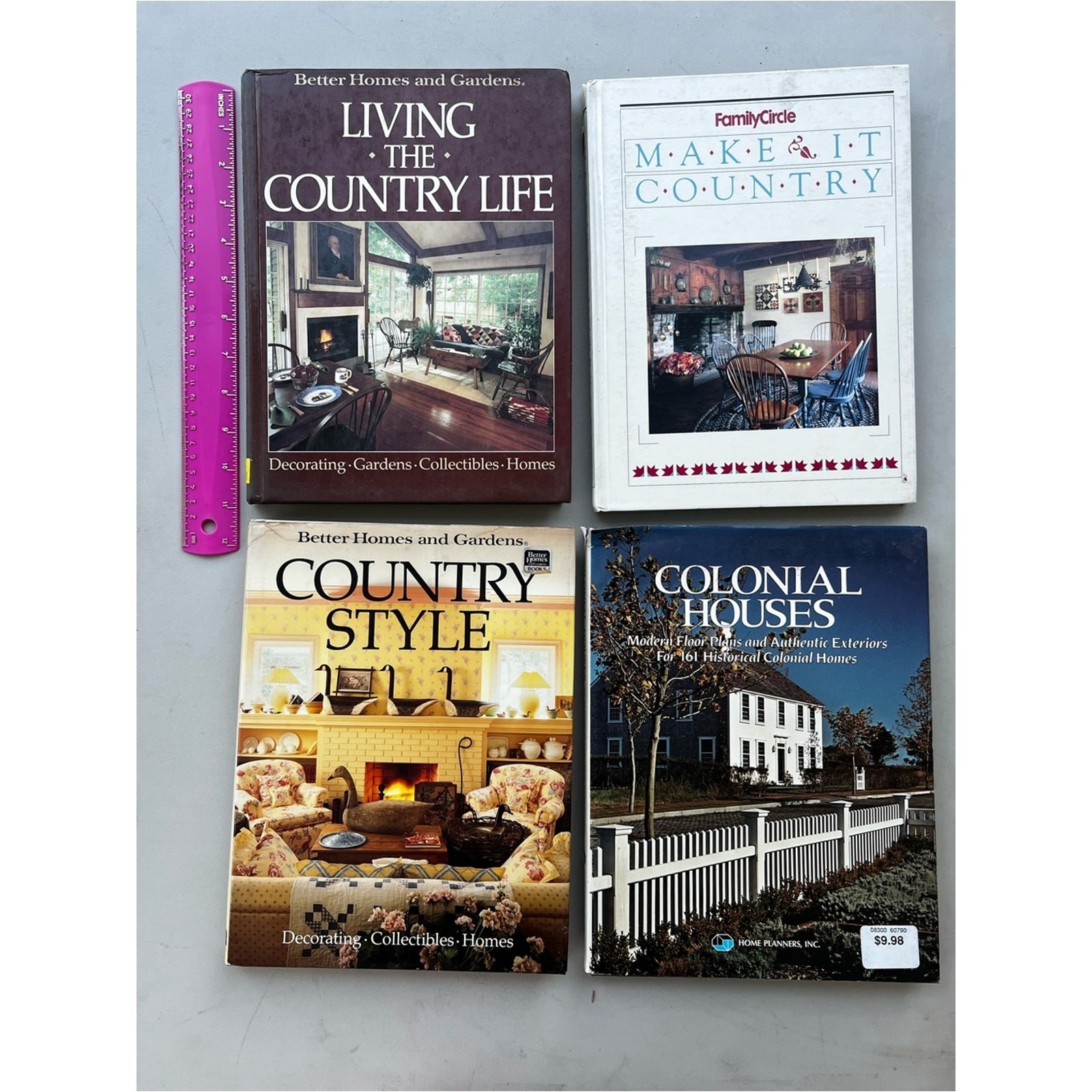 Country style colonial houses decorating and floor plans 4 book bundle