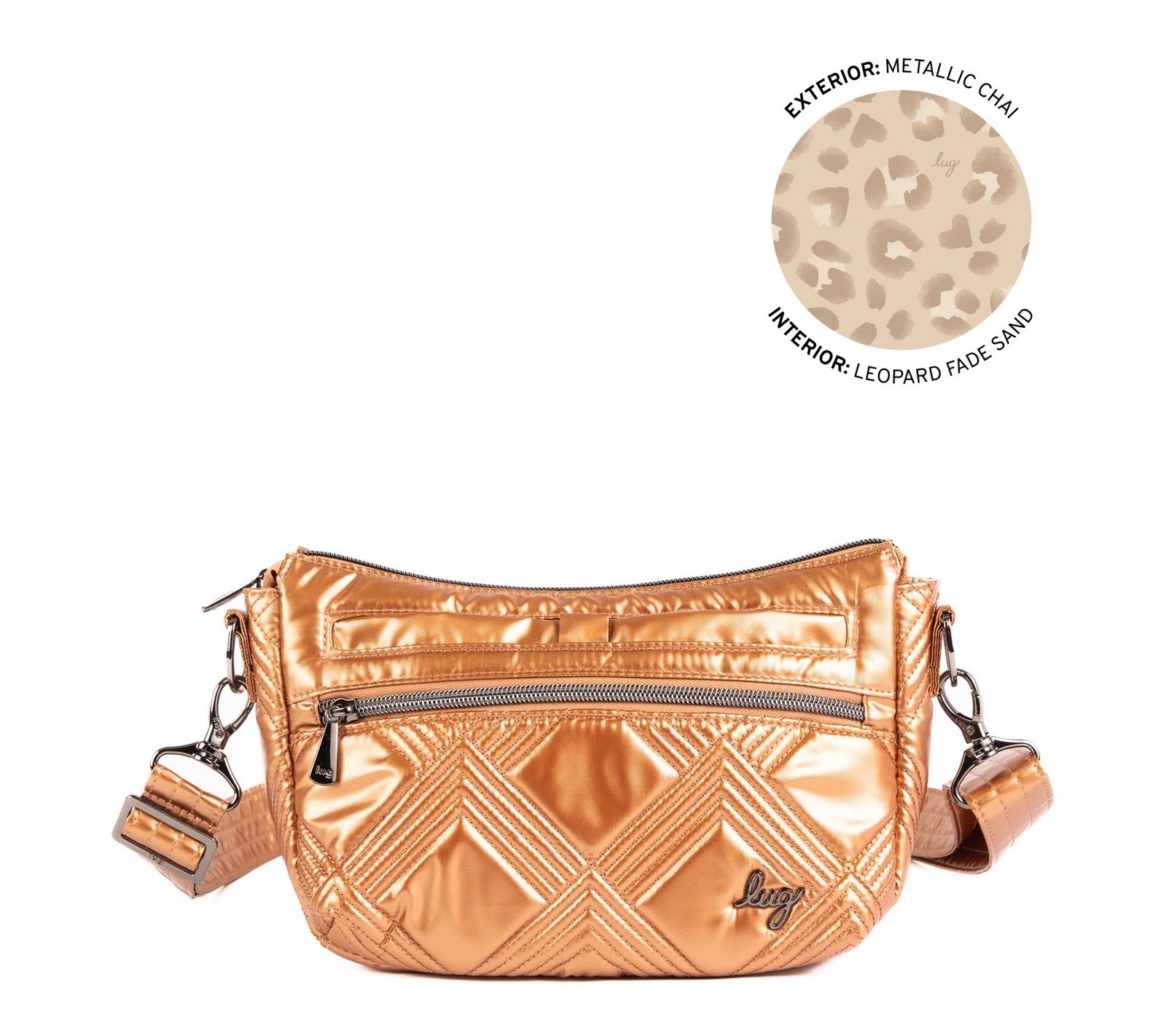 Lug Classic Quilted Convertible Crossbody-Dash Metallic Chai New