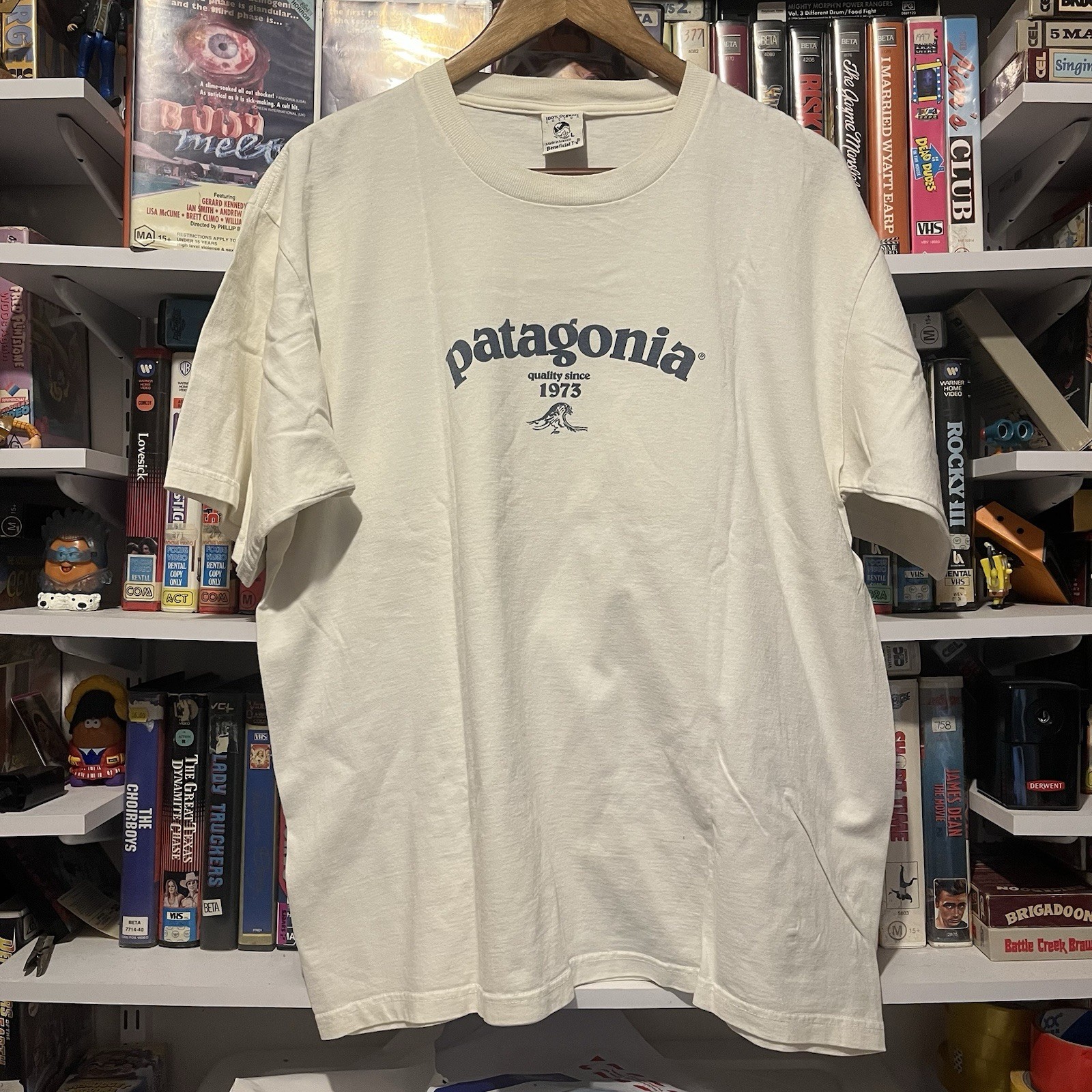 Vintage 1990s Patagonia Beneficial T’s T Shirt Size L Wave Logo 90s