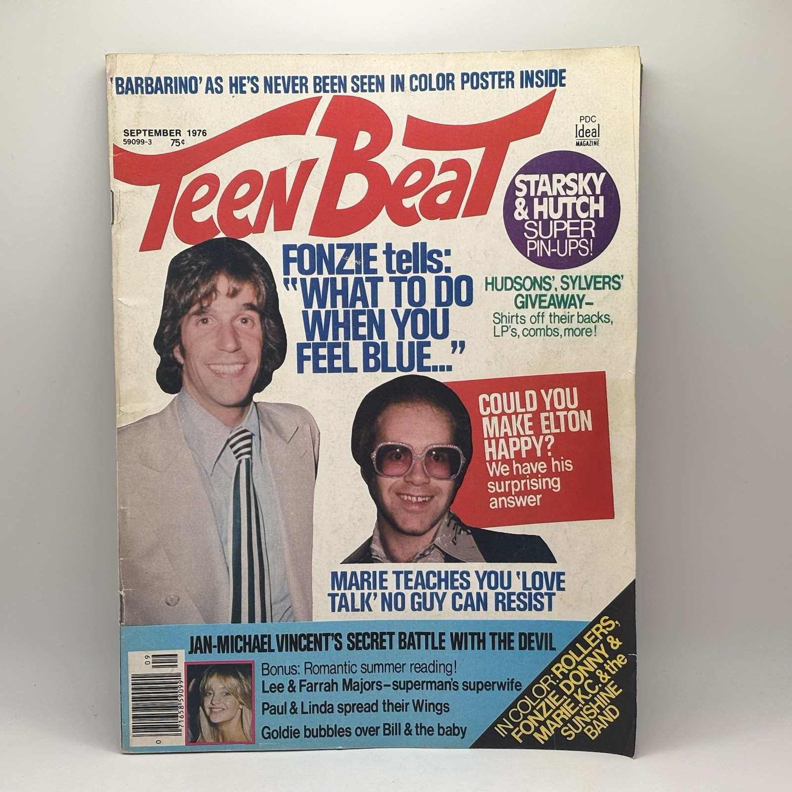 TEEN BEAT Magazine September 1976 (Fonzie, Elton John) Missing Super Pin-Ups
