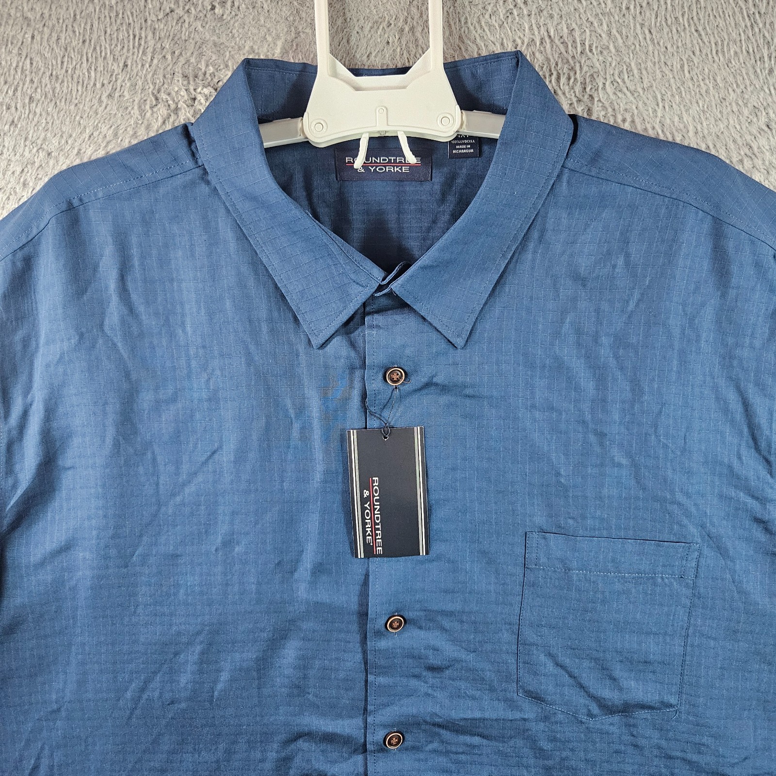 NEW Roundtree & Yorke Shirt Men 4XT Short Sleeve Button Up Dark Greenish Blue