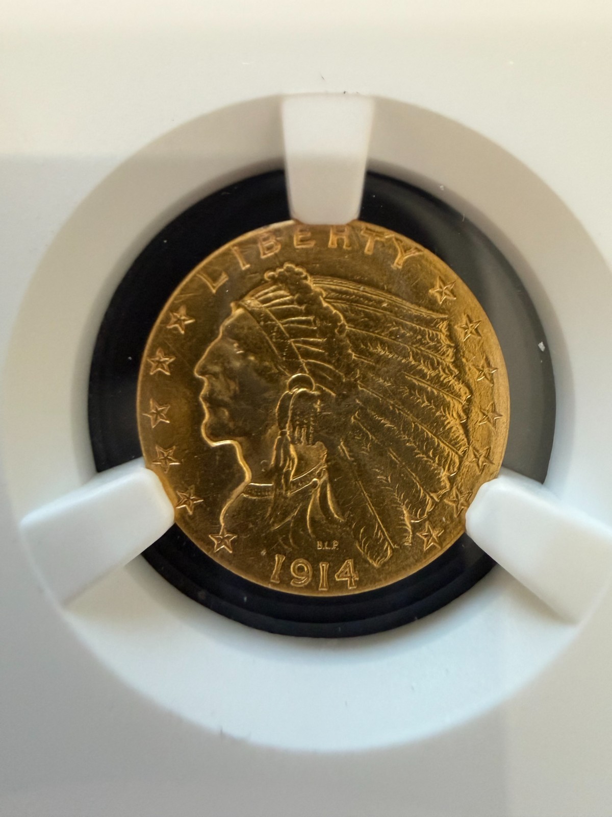 1914 D INDIAN HEAD $2.5 GOLD QUARTER EAGLE NGC AU Details Removed from Jewelry