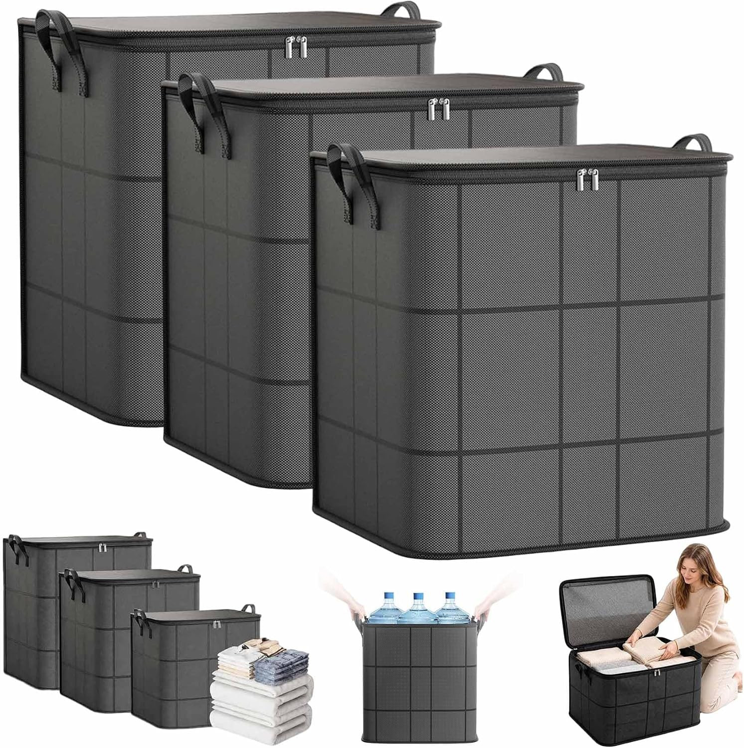 Spacious Moving Storage Bin, 210L Large Capacity Foldable Storage Bag,Xxl:3 Spacious Moving Storage Bin, 210L Large Capacity Foldable Storage Bag,Xxl:3